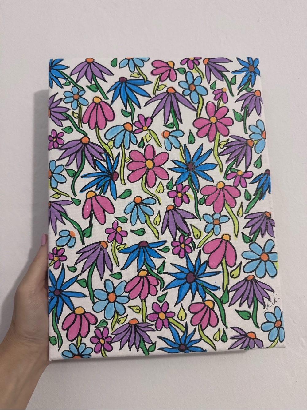 Floral Pop Canvas Art - Pink, Blue & Purple